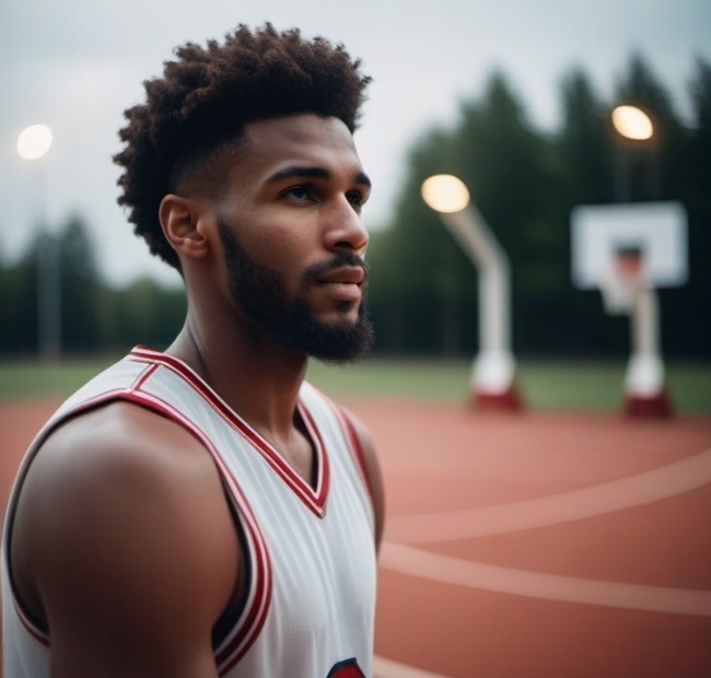 Un joueur de basket sur un terrain