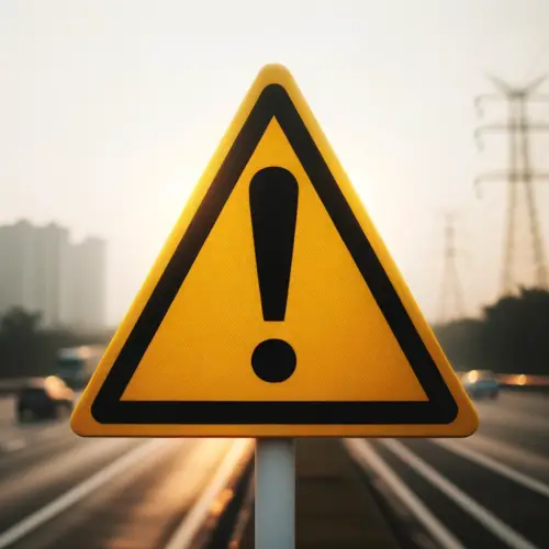 Un panneau de signalisation triangulaire avec un point d’exclamation