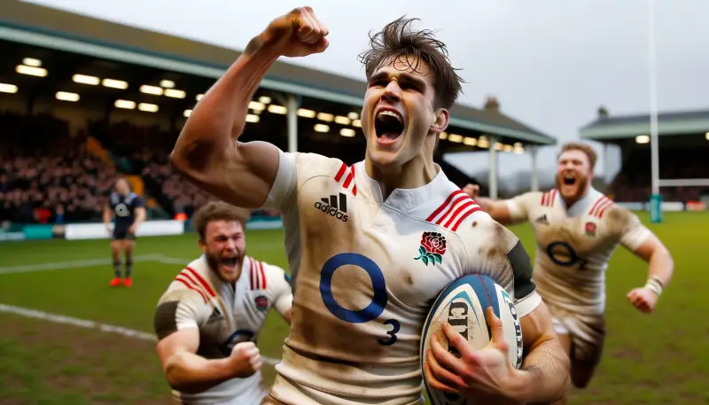 Un joueur de rugby qui vient de marquer un essai